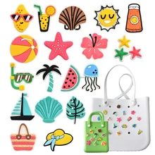 Summer Vibes Vacation Tote Bag Beach Bag Charms Accessory Promotion Gifts Cartoon Souvenirs Crocs Shoe Charm Bogg Bags Charms