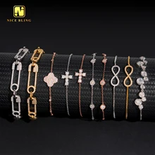 Elegant Simple Style Bracelet Custom Iced Out Hip Hop Jewelry VVS Moissanite Diamond 925 Silver Bracelet Chain Women Daily Wear