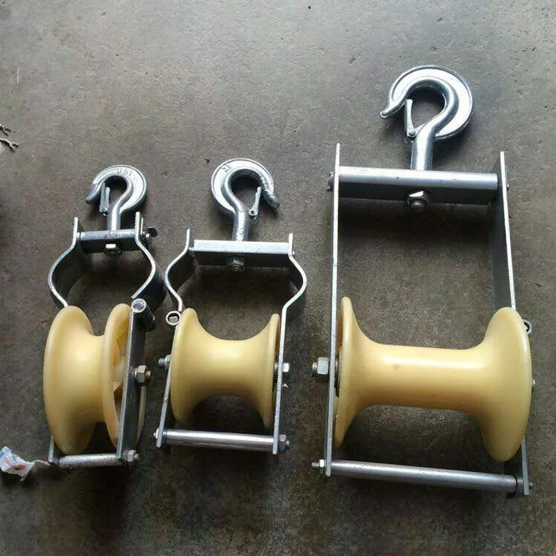 Aerial Cable Pulley Block Cable Stringing Roller With Hook Overhead Fiber Optic Cable Sheave