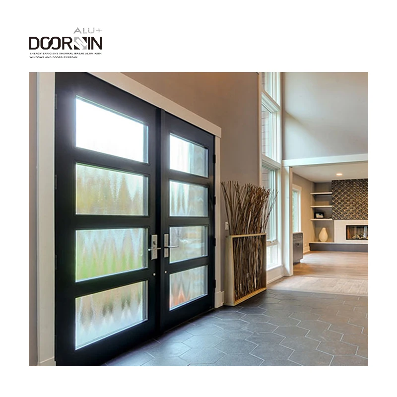 Doorwin Luxury Design Aluminum Front Entry Doors For Houses Security Hurricane Impact Aluminum Pivot Doors