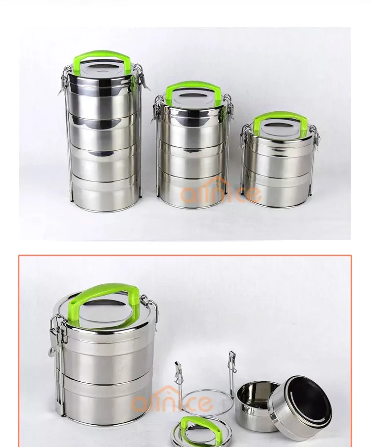 2 layer Stainless Steel Lunch Box with Handle - ASL1402