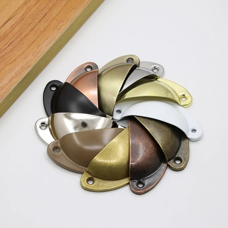 Retro Metal Kitchen Drawer Cabinet Door Handle Cupboard Door Furniture Antique Cup Pull Shell Vintage Cabinet Knob Drawer Handle