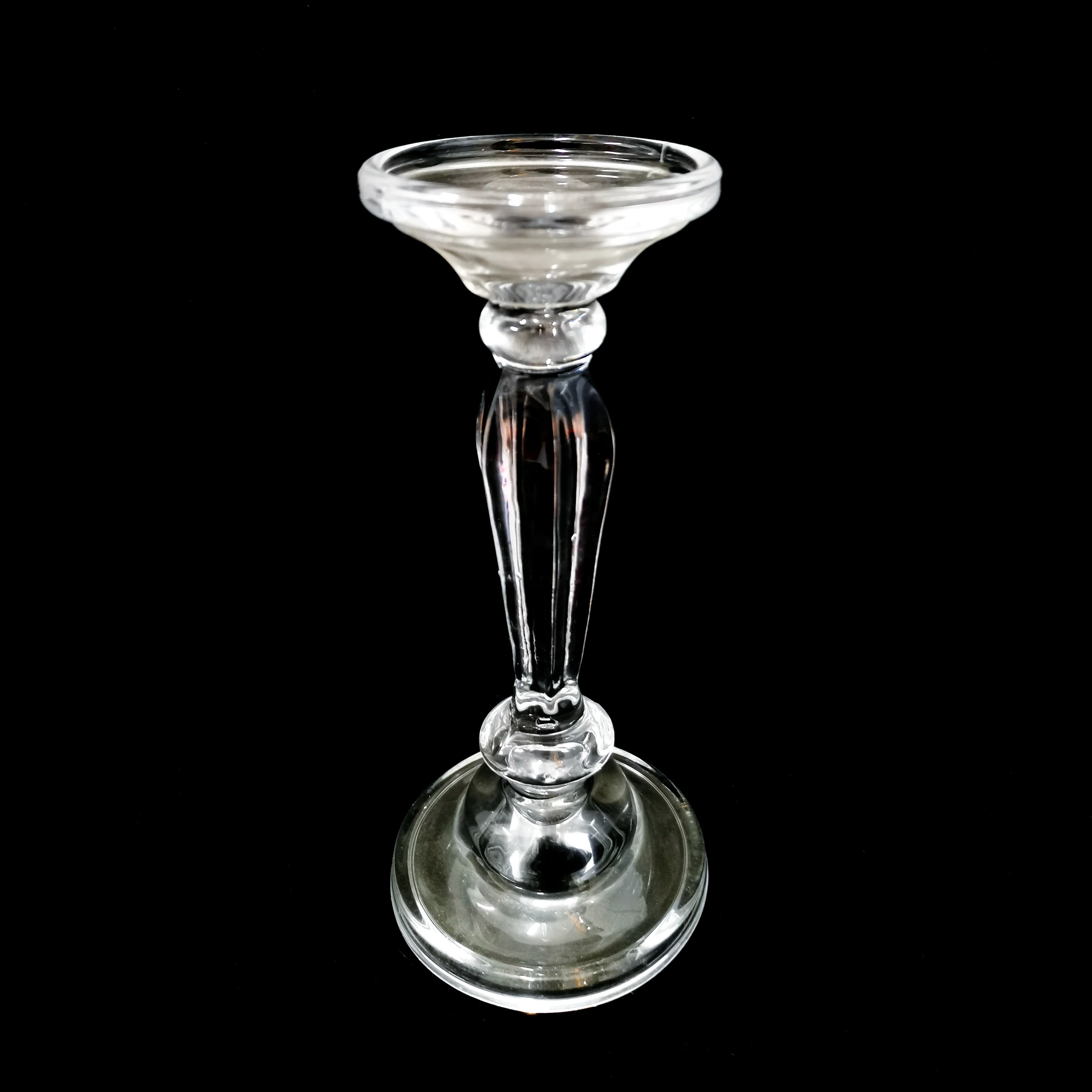 Wholesale vintage Crystal glass candle holders set decorative clear glass pillar taper candle holder for home table decoration manufacture