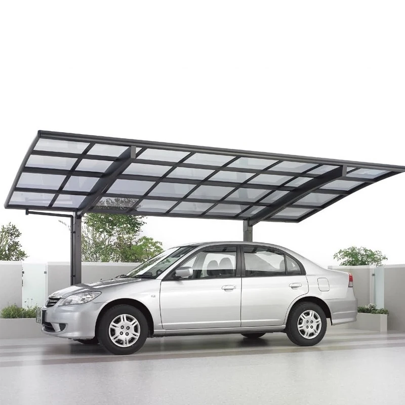 Modern Simple Design Metal Frame Polycarbonate Ceiling Family  Car Garage Canopy