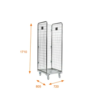 3 Sides Small Mesh Rolltainers Rollcage 720x805 Heavy Duty and Light Duty Foldable Steel Wire Pallet Rack OEM ODM Supplier