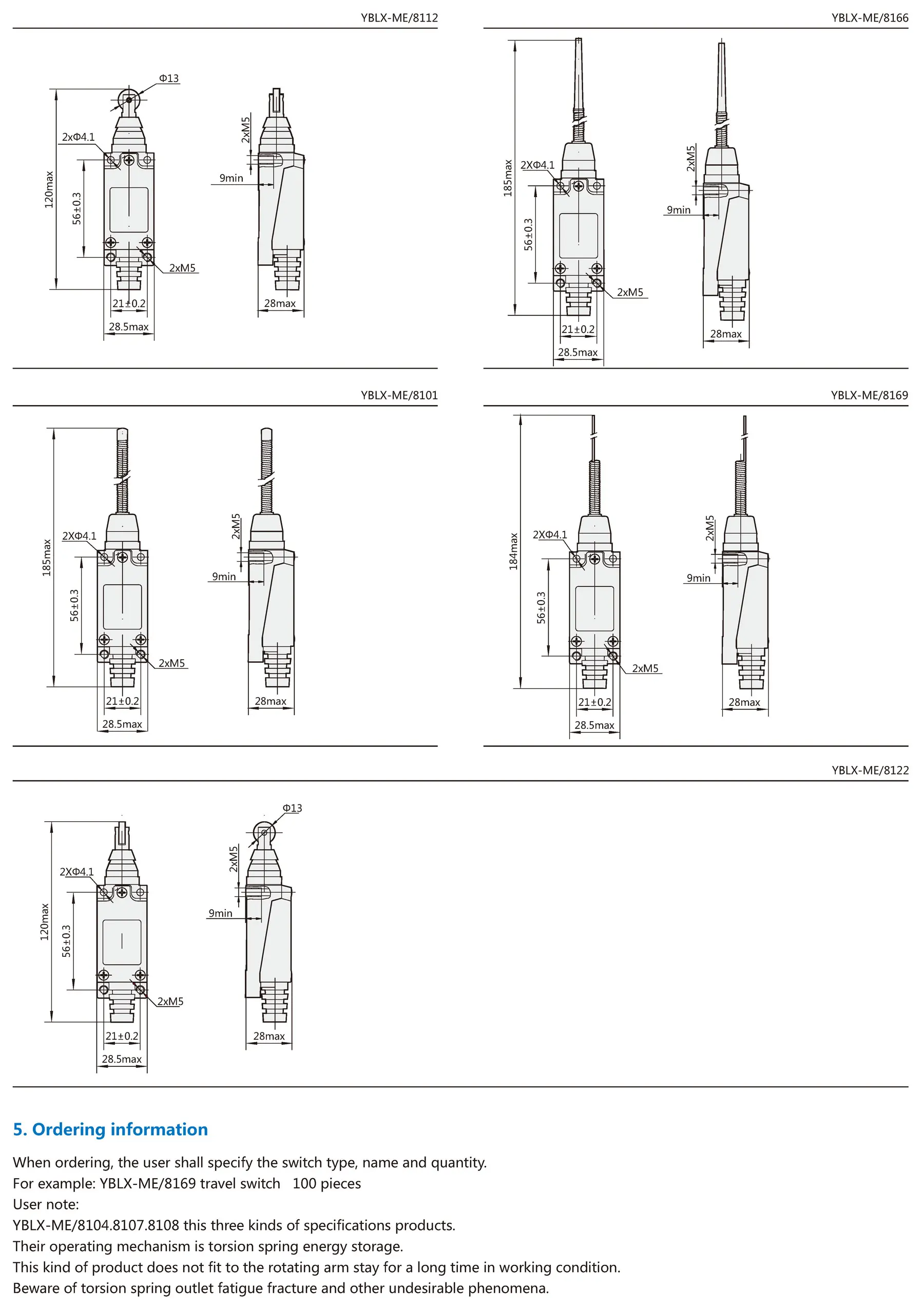 Chint original YBLX-ME/8101 8104 8107 8108 YBLX-ME/8111 8112 YBLX-ME/8122 8166 8169 CHNT Travel Switch