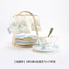 [Sunny Day-Wine Glass Set] 6 glasses, 6 saucers, 6 rose-patterned spoo