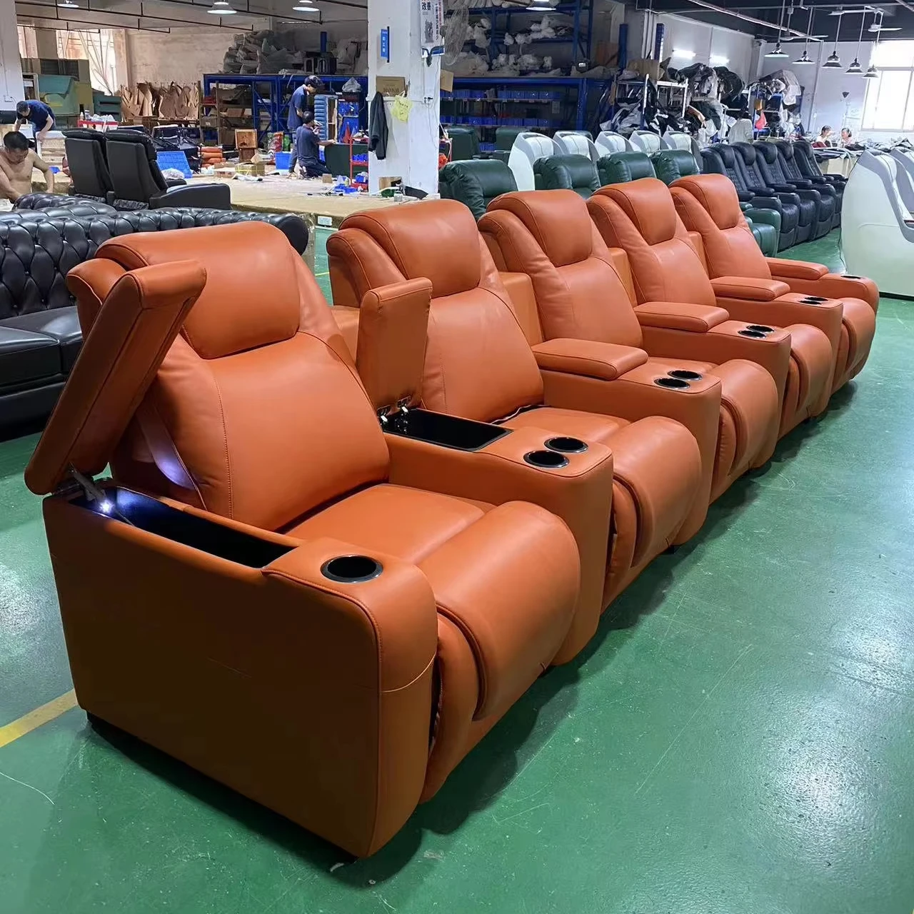 Cinema Seats Recliner Chair Movie Home Theater Sofa Orange Leather Home  Furniture Theatre Movie Seats Vip Sofas Chairs