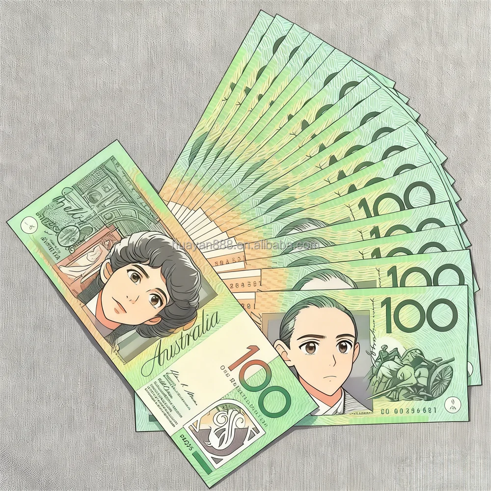 超薄聚合物澳元澳大利亚道具钱20 50 100美元逼真透明窗户耐用塑料圣诞感恩节