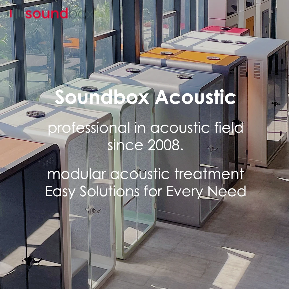 Soundbox Movable Silence Booth Soundproof Middle Size 2 Seat Indoor Office Use Office Pod