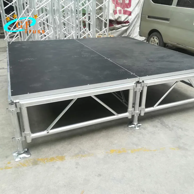 Portable Removable Adjustable Leg Concert Stage Podium With Stage Handrails