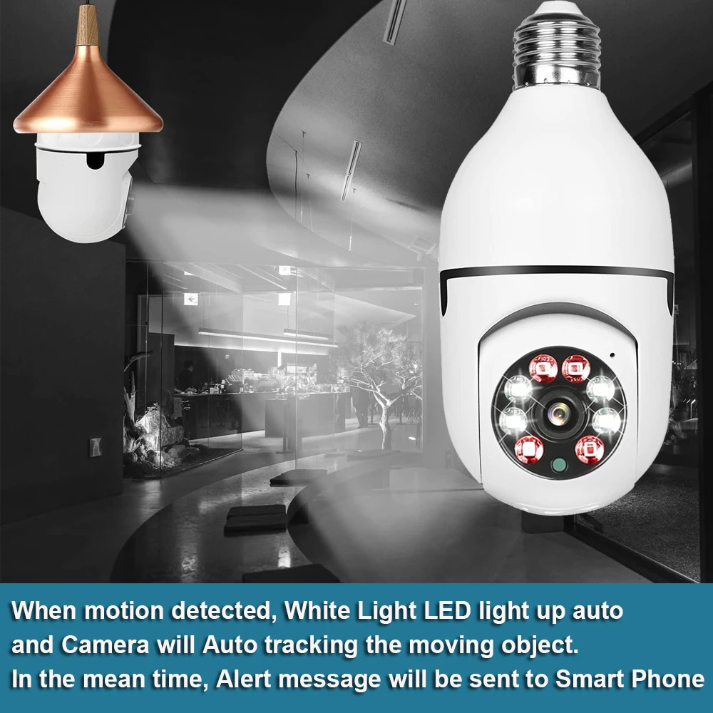 FansuTi  E27 Tuya Smart Light Bulb Camera 3MP Light Bulb Camera Motion Detection Full Color Pan Tilt 360 Degree Panoramic