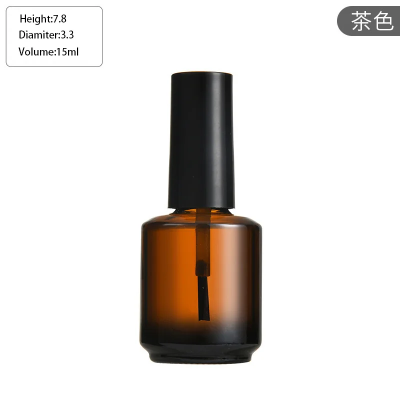 Tukkumyynti Cil Polish Glass Bustom Spray Color 15ml Amber Brown Tyhjä Naottle Harjalla Pakkaus 0.5oz Nail Brand