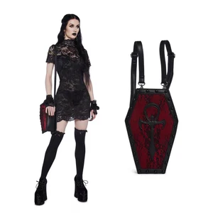 Hot Sale Halloween Holiday Party Embroidered Purses Gothic Backpack Novelty Personalized Coffin Shaped Crossbody Shoulder Bag