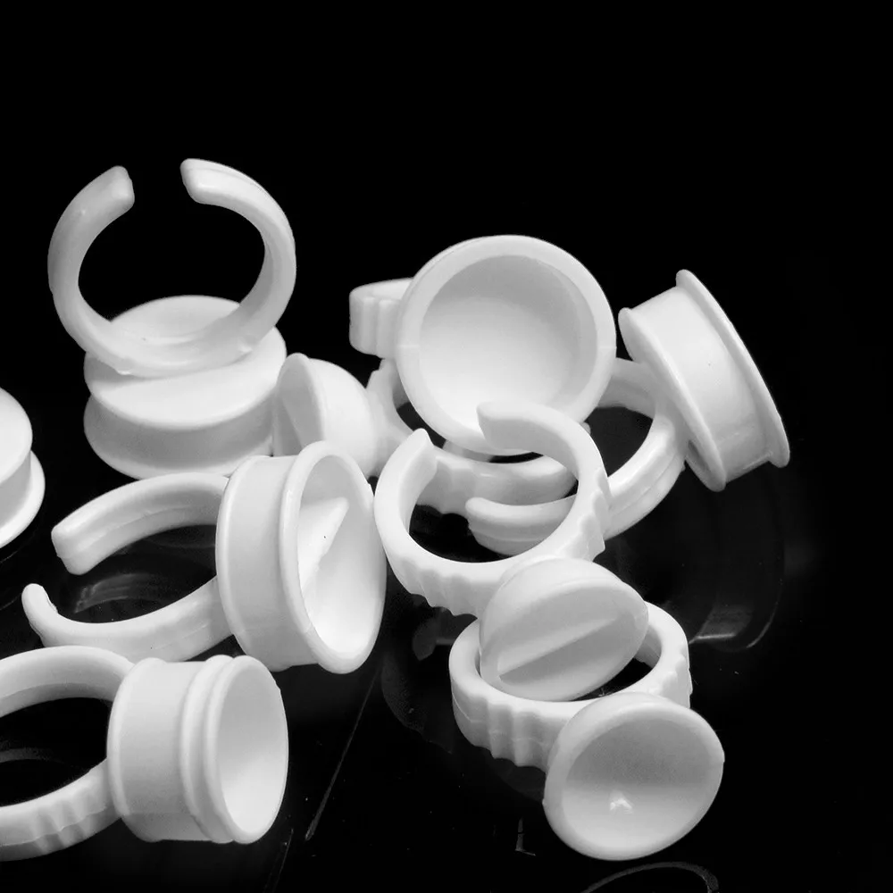 Wholesale Cheap White Plastic Glue Ring Various Size And Styles Lash Glue Ring Custom Package