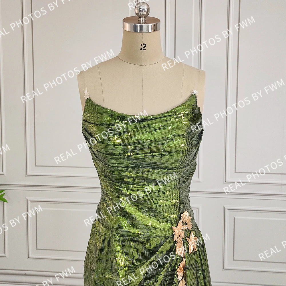 green emerald velvet dress Off-Shoulder Light Green Satin Dress Green / FR 44
