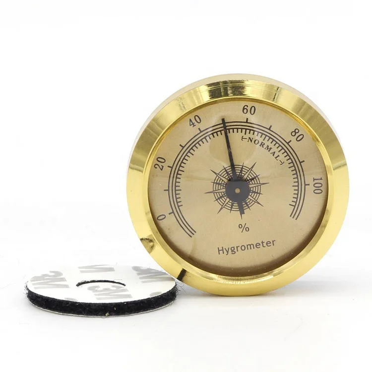 ANALOG HYGROMETER Silver Round for Cigar Humidor Glass Front NEW