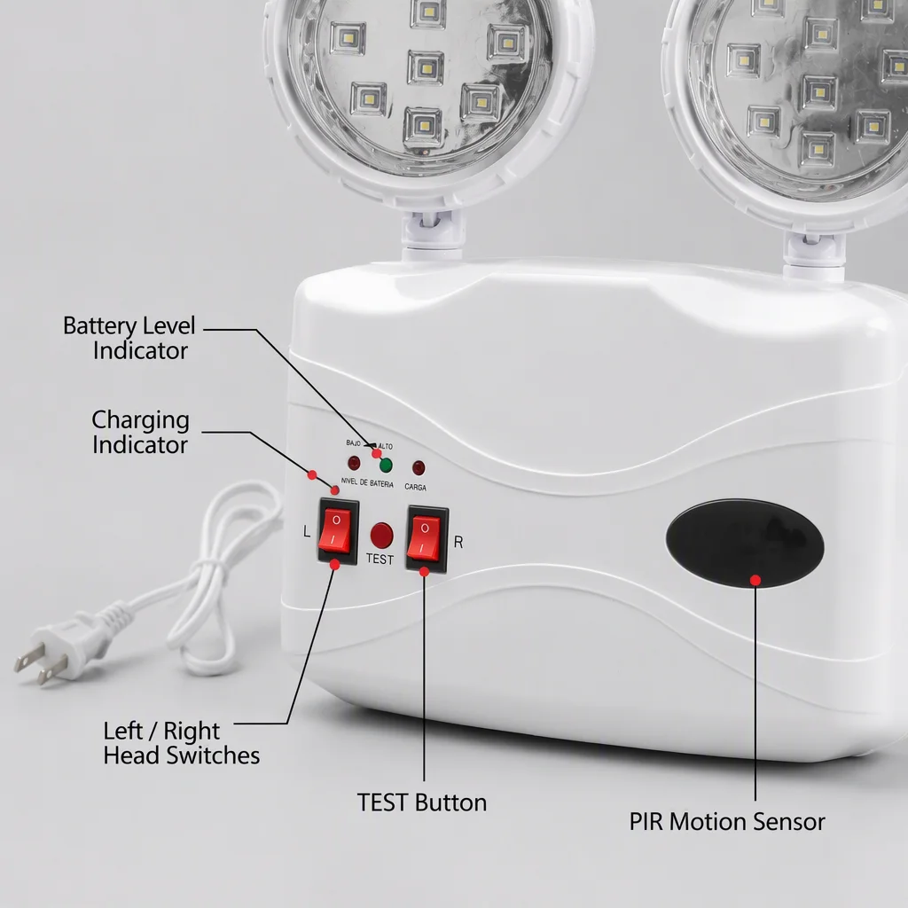 商用可充电双头 LED 应急灯 IP20 天花板壁挂式仓库办公室消防应急照明灯