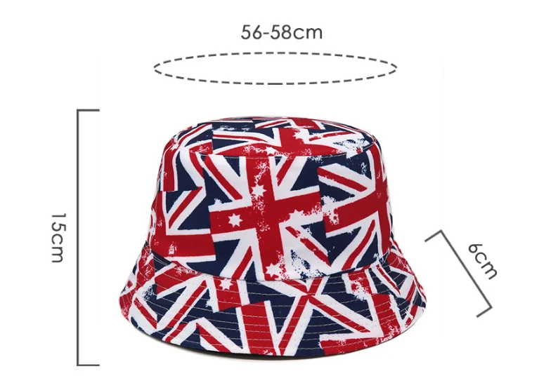2023 Hot Sell Custom Printed British Union Jack Unisex Foldable Bucket