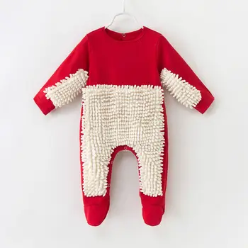 Autumn Christmas Boutique Long-sleeves One-Piece Mopping Clothes Newborn Toddler Baby Rompers Baby Girl Bodysuit