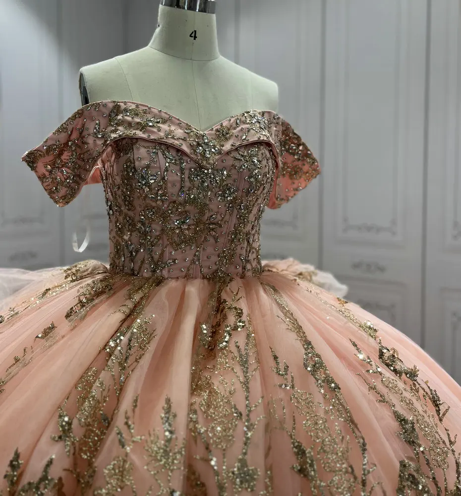 slim fit dress slacks Shimmering rose gold quinceanera dress with strapless sweetheart neckl –  Elegant Bride and Quinceanera main image 1