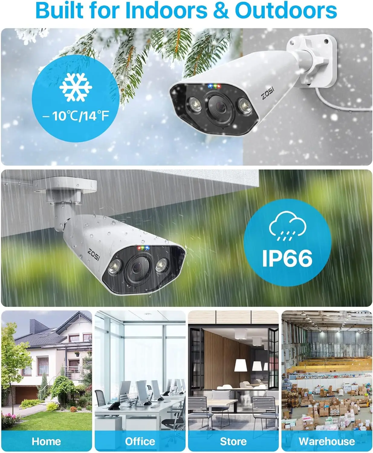 ZOSI 4K Spotlight PoE Security Camera System Port 16CH 8MP 2TB