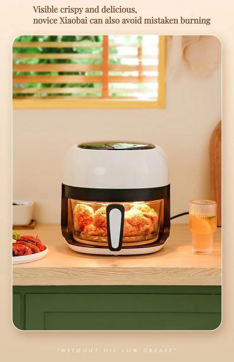 220V 5L Household Electric Air Fryer Automatic Oil Free Multifunctional  Intelligent Electric Fryer With Visible Window EU/AU/UK