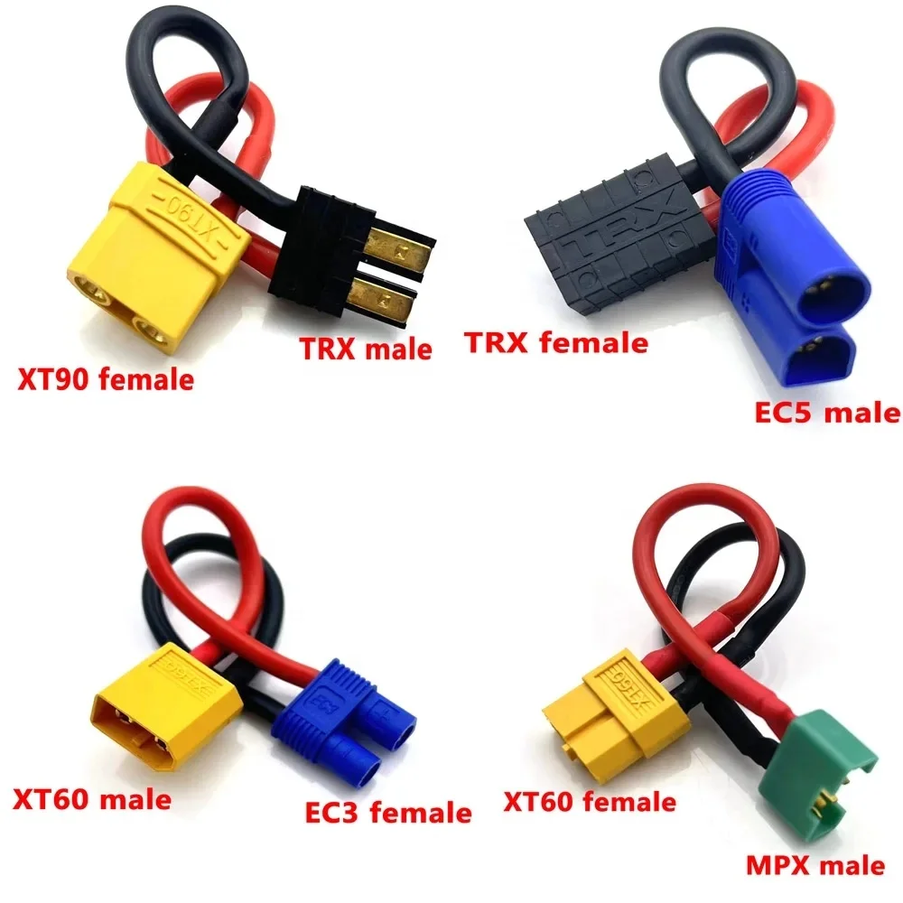 Amass XT30 XT60 XT90 EC3 EC5 MPX TRX Deans T Plug Female/Male Connector Adapter 12AWG 100mm RC Lipo Battery Electrical Toys插图2