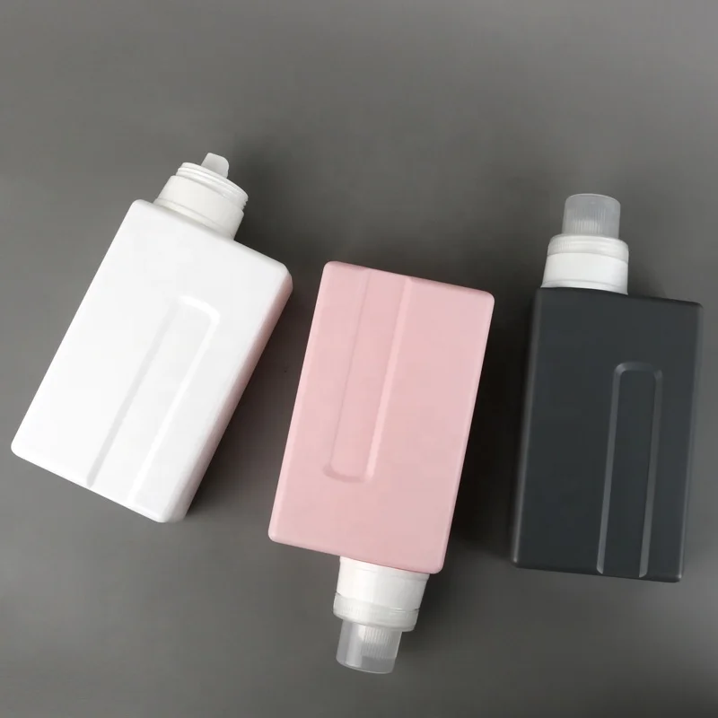 Wholesale  600 ml 1000 ml HDPE Plastic White pink Grey square Mold Liquid Dispenser Packing Laundry Detergent Bottle
