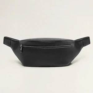 Custom Logo PU Pebble Leather Black Men's Crossbody Fanny Pack Fashion Waist Belt Bag for Men