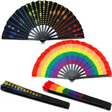 2024 Customized Printing 13 Inch Large Folding Hand Fan Festival Fan Bamboo Chinese Iconic Fan With Voice For Party Performance