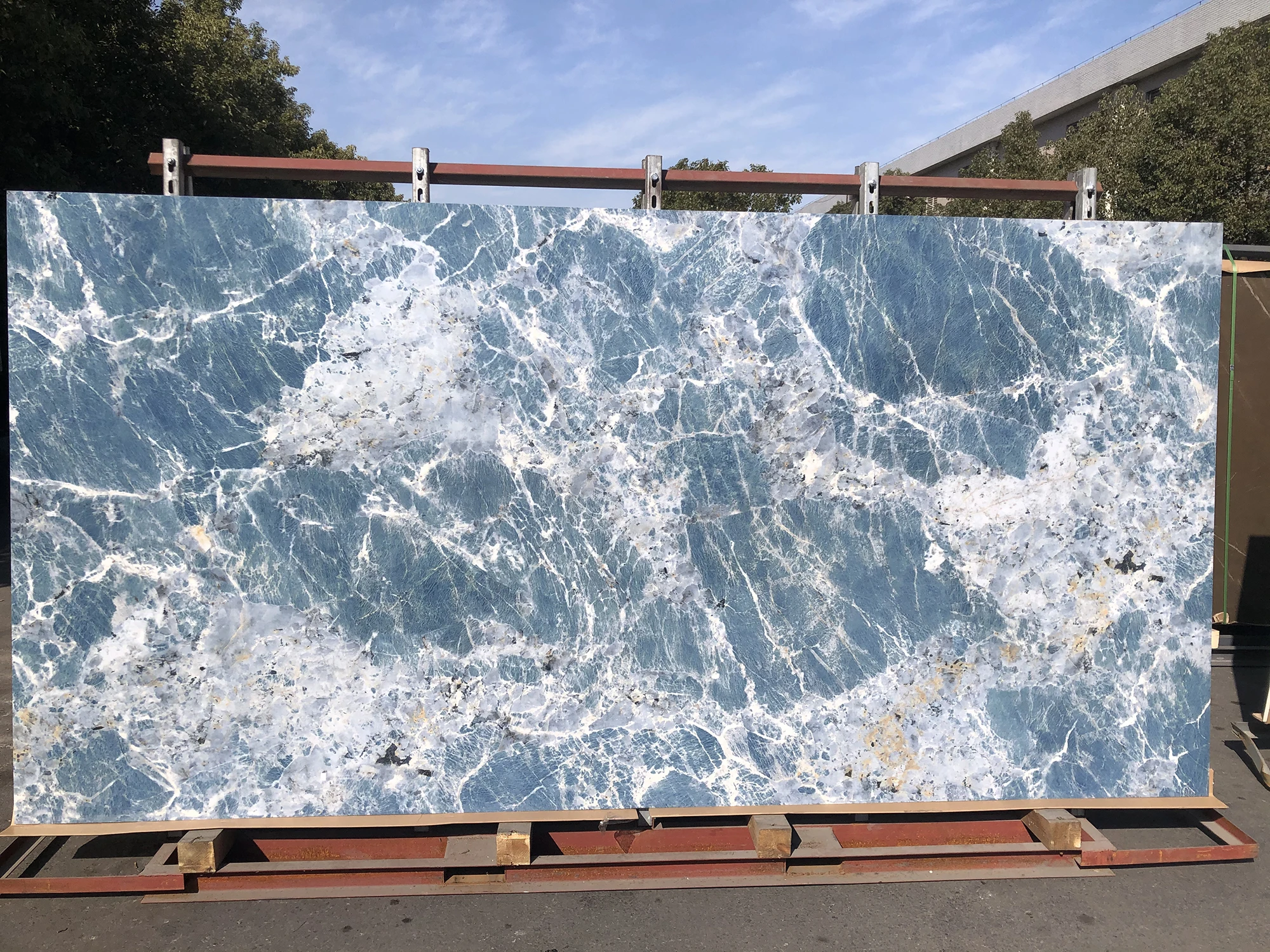 Amazon Look Slab Tile Porcelain Tiles Blue Polished Glazed Marble Natural Customized Artificial Wooden Crates Nice Good Hardness