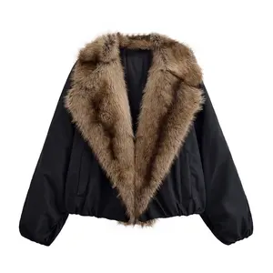 2026 Women's New Fashion Autumn Winter Coat Retro Single-Breasted Style Long-Sleeved Faux Fur Collar Button Breathable