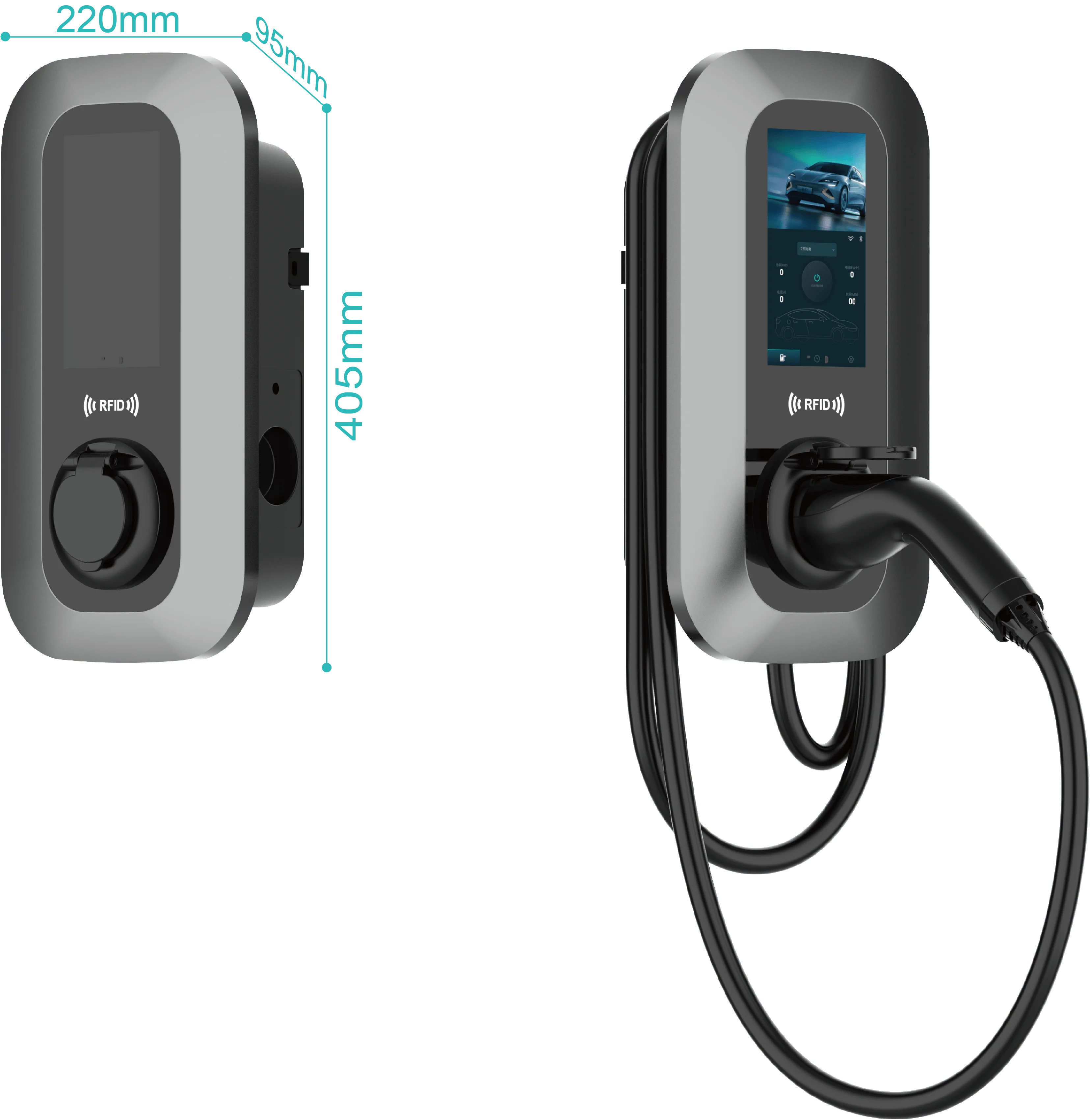 Wallbox Charging Type 2 Wallbox Charging Station 22kw 5m Cable Electric Vehicle Charger ...