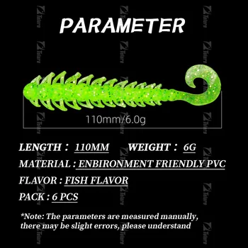 Manufacturer 6g 110mm Threaded Worm Bait Soft Roll Tail Bass Fishing Bait Worm Lures – Soft Lure – view 3