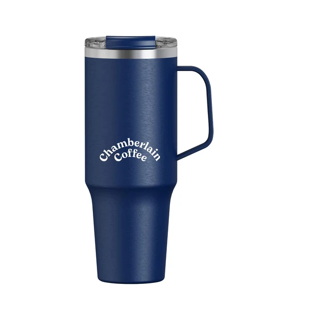 Customized 40oz Stainless Steel Eco-Friendly Flip Lid Travel Tumbler Handle 1L Capacity Vacuum Flask Thermos Straws Mugs