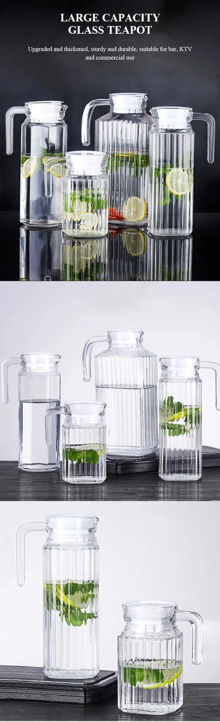 Wholesale Glass Water Jugs Plastic Lid Drinking Jug Glass Pitchers With