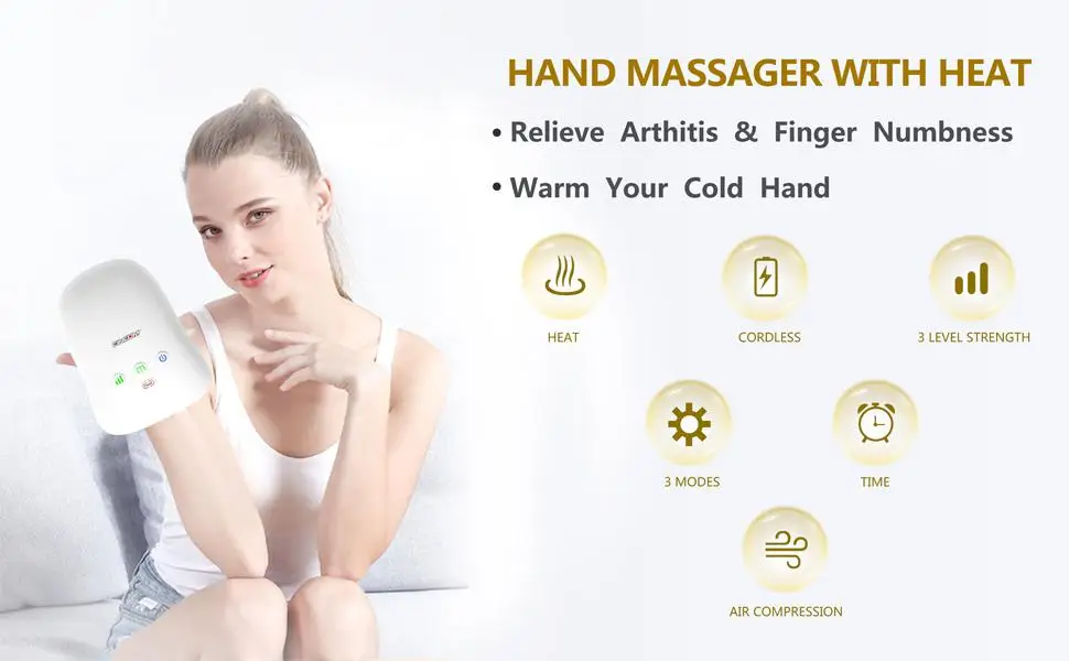 CINCOM Cordless Hand Massager with Heat 026H Black