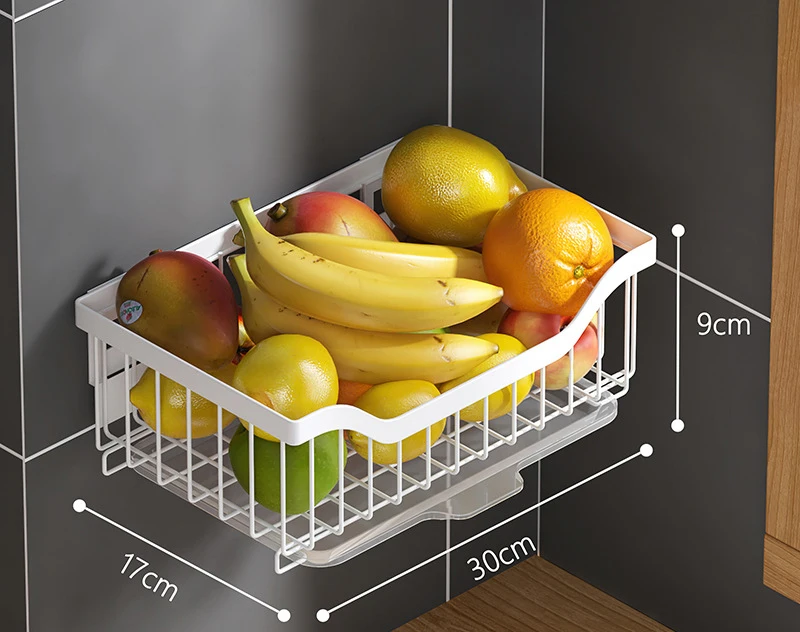 Single Layer Wall Mounted Metal Black Shelf Wire Kitchen Vegetable Storage Basket factory