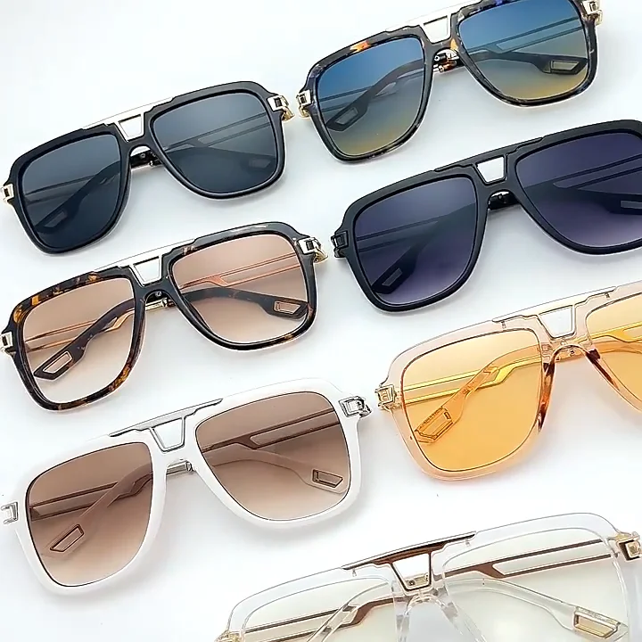 32071 Square Men Retro Metal Shade Uv400 Custom Logo Sun Glasses