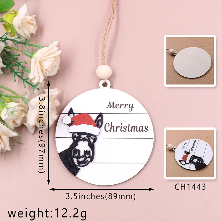 MD141CH1443 Merry Christmas Cow Ornament with Santa Hat Laser Printed Memorial Christmas Tree Bauble manufacture