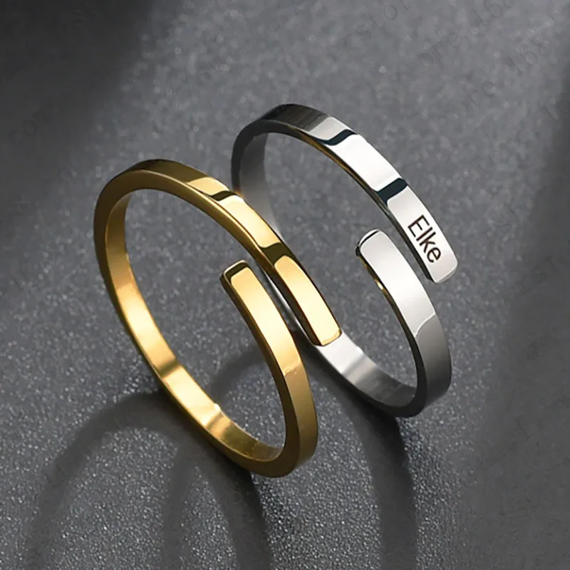 Diy Blank Signet Tarnish Free Adjustable Stainless Steel Name Customs Logo Engraved Inspire Rings