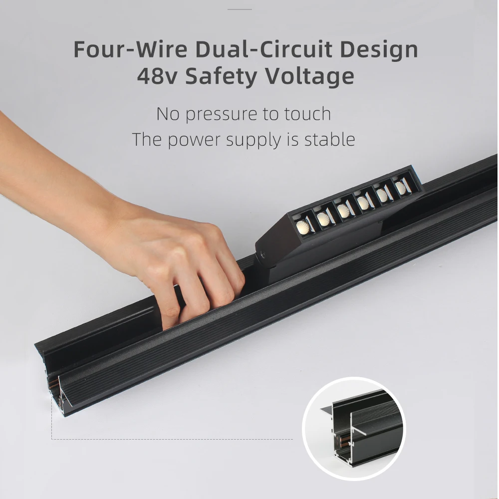 Aisilan Wifi APP Control Smart Rail Lighting System Dimmable Recess Flat 48v ultra Thin Magnetic Magnet Track Led Light