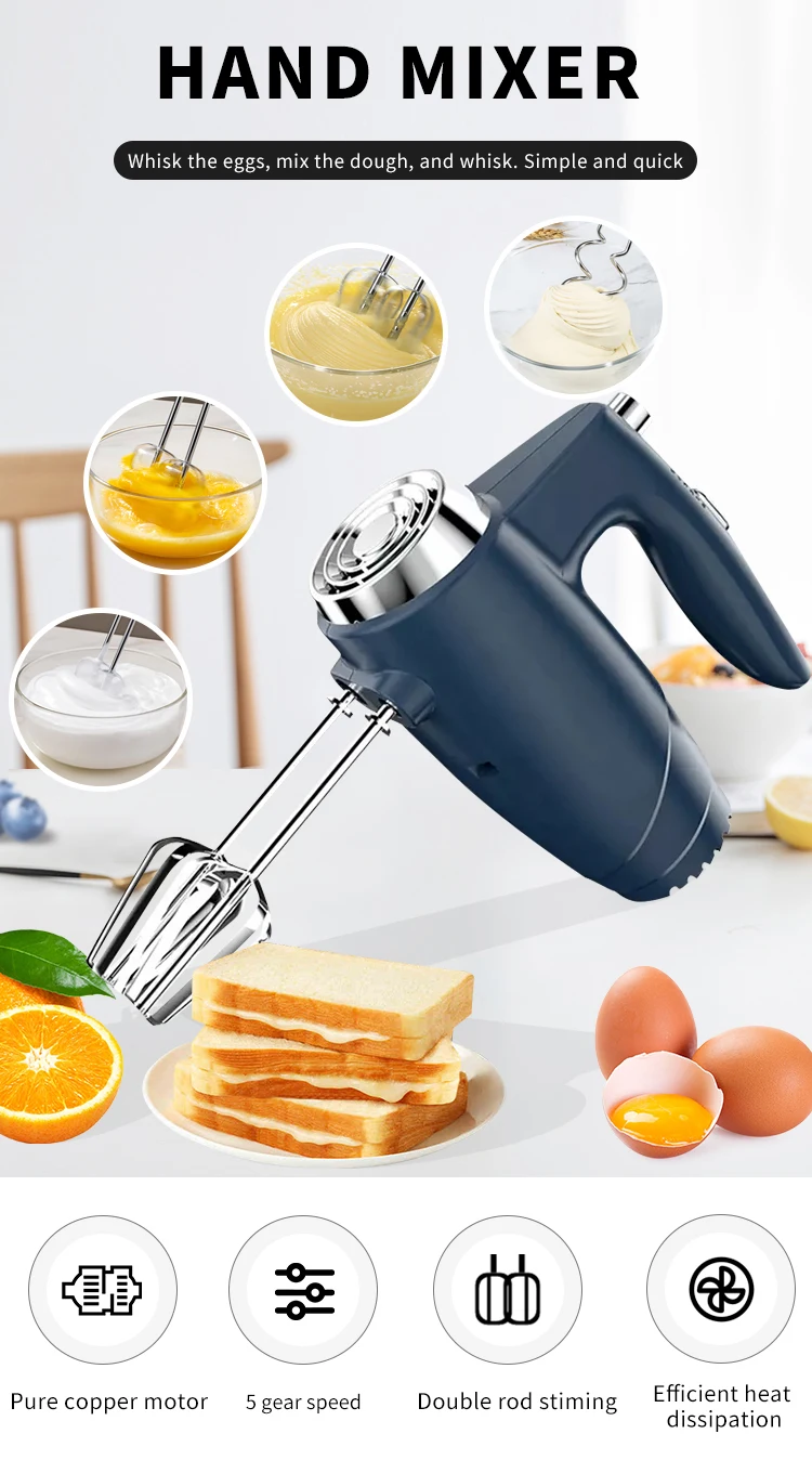 Custom Automatic 5 Speed Small Kitchen Electric Egg Beater Cake Immersion Mini Stick Whisk