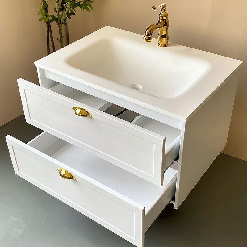 product minimalist style oak wall mounted bathroom cabinet combination integrated basin ceramic washbasin cabinet-7
