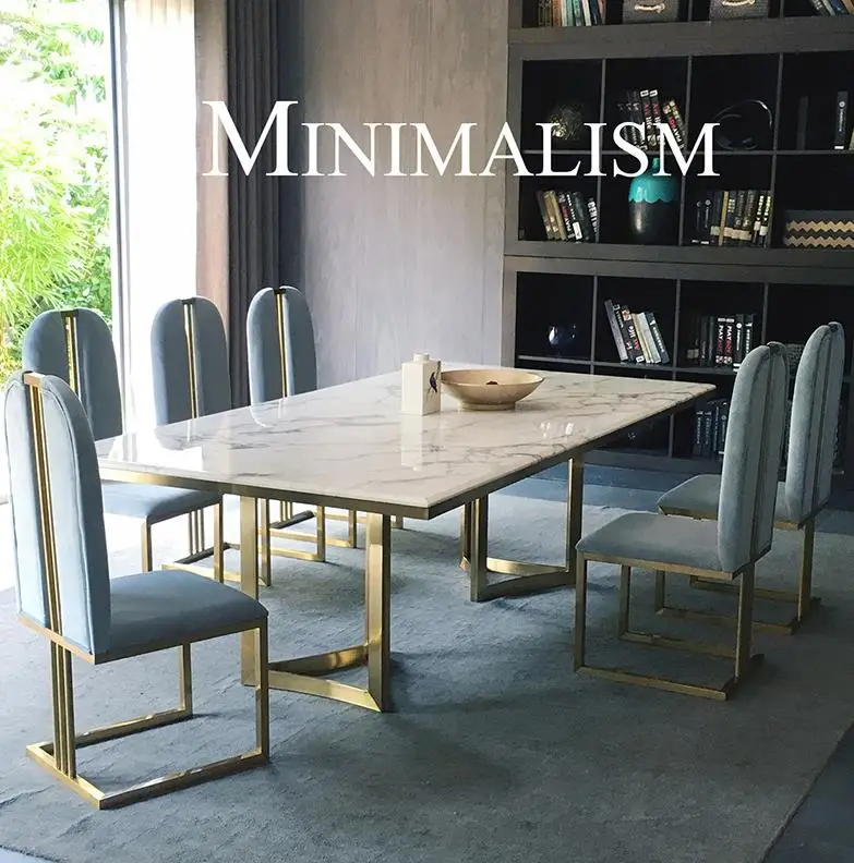 Scandinavian marble dining table and chair combination light luxury post-modern minimalist restaurant home dining table