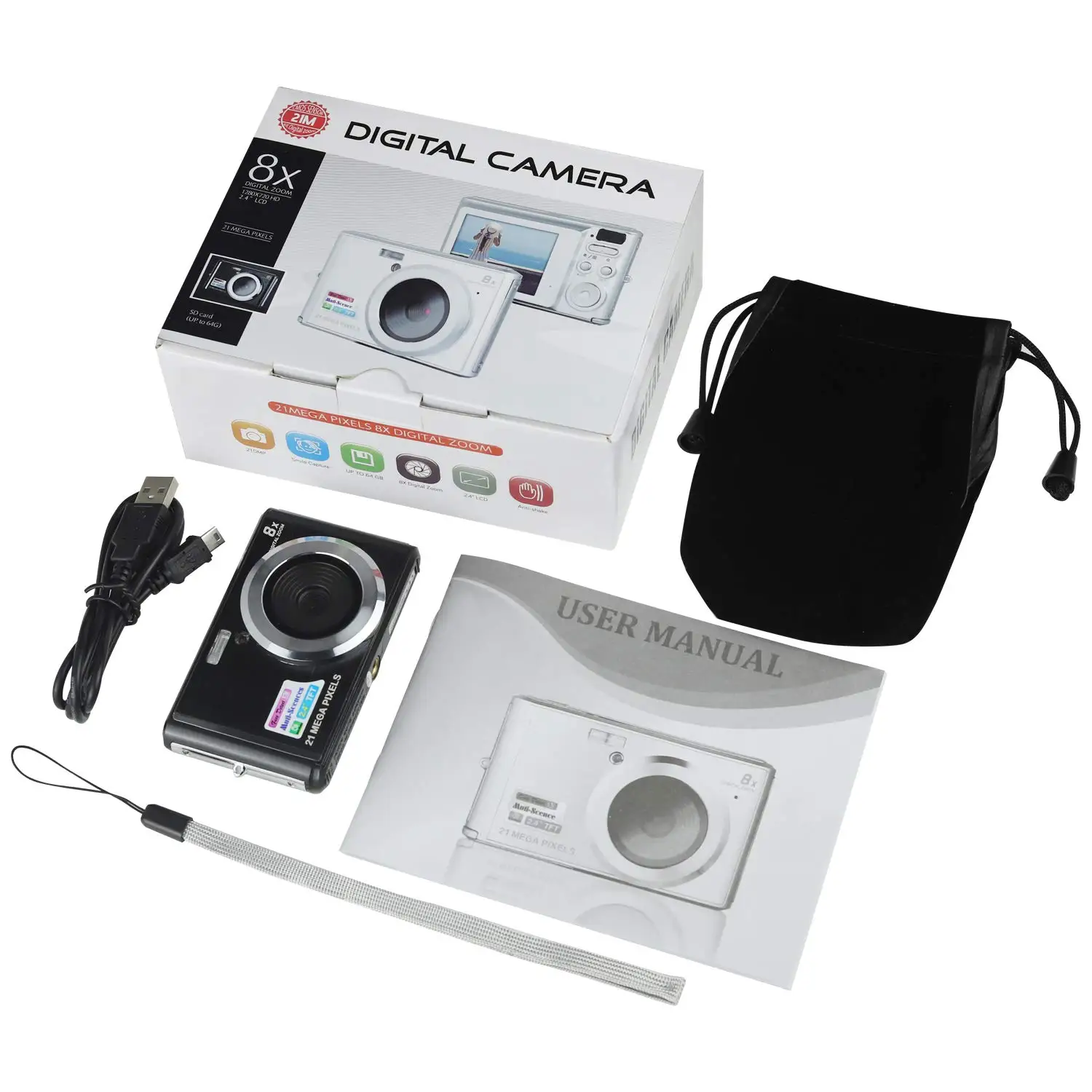 Cheap Digital Photo Camera OEM 2.4 Inch Professional Compact Camera With Smile Catch
