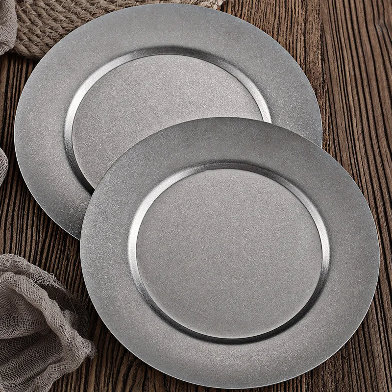Japanese Retro Style  Stainless Steel Round Steak Plate Luxshiny  Dinner Sushi Dish Make Old Dessert Cake Candy Fruit Plates