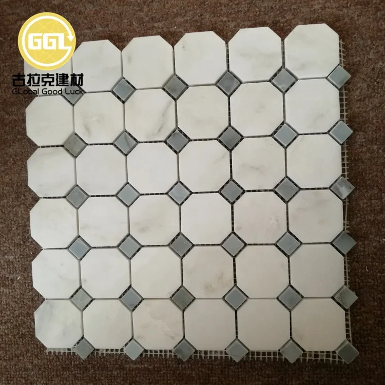 Factory Wholesale Octagon Mosaic White Natural Stone Marble Mosaic Tile for Decor