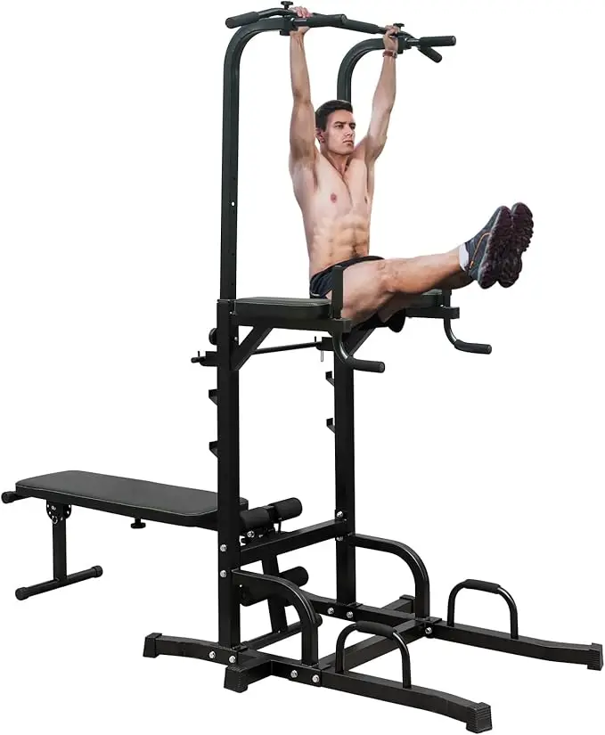 IUNNDS Multifunctional Power Tower Adjustable Height Gym Fitness Strength Training Equipment Metal Dip Station Pull Bar for Arm